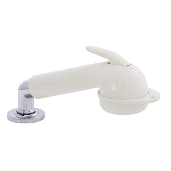 Ambassador Marine – Deck-Mount Sprayer- Large Warm White Sprayer w/Elbow, 6' White Rubber Marine Hose, Low Profile Holder – 134-0008-WH-R