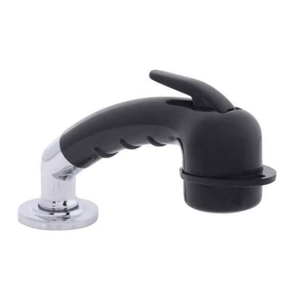 Ambassador Marine – Deck-Mount Sprayer- Small Black Sprayer w/Elbow, 6' Black Rubber Marine Hose, Low Profile Holder – 134-0009-KP-R