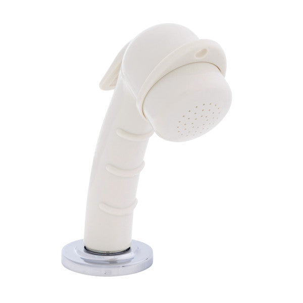 Ambassador Marine – Deck-Mount Sprayer- Small Warm White Sprayer, 6' White Rubber Marine Hose, Low Profile Holder – 135-0011-WH