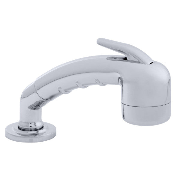 Ambassador Marine – Deck-Mount Sprayer- Small Chrome Sprayer No Hook w/Elbow, 6' Black Rubber Marine Hose, Low Profile Holder – 134-0020-CP-R