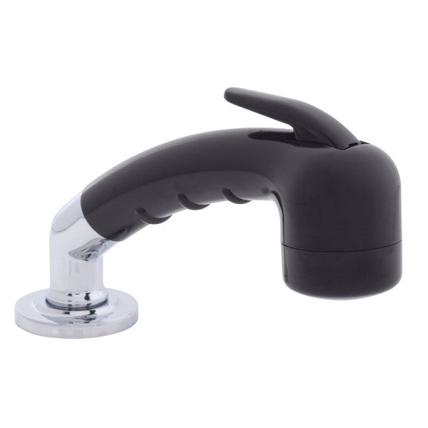 Ambassador Marine – Deck-Mount Sprayer- Small Black Sprayer No Hook w/Elbow, 6' Black Rubber Marine Hose, Low Profile Holder – 134-0020-KP-R