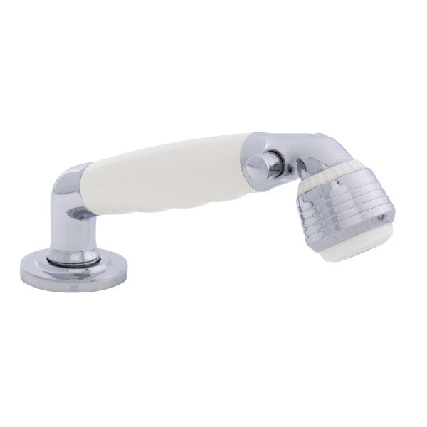 Ambassador Marine – Deck-Mount Sprayer- Classic Warm White Sprayer, 10' White Rubber Marine Hose, Low Profile Holder – 134-0035-WH-R