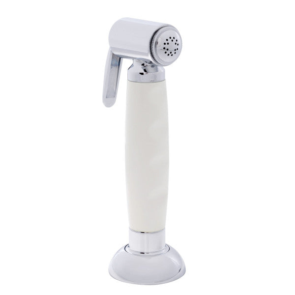 Ambassador Marine – Deck-Mount Sprayer- Hammer-Head Warm White Sprayer, 6' White Rubber Marine Hose, Elite Holder – 134-0040-WH-R
