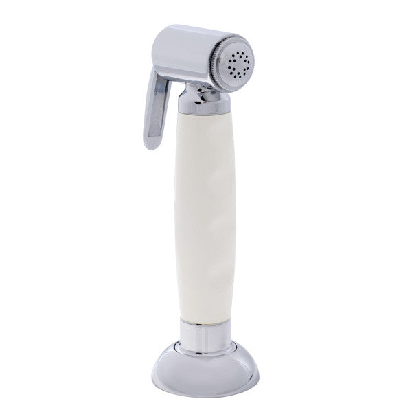 Ambassador Marine – Deck-Mount Sprayer- Hammer-Head Warm White Sprayer, 10' White Rubber Marine Hose, Elite Holder – 134-0042-WH-R