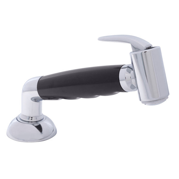 Ambassador Marine – Deck-Mount Sprayer- Hammer-Head Black Sprayer w/Elbow, 6' Stainless Steel Marine Hose, Elite Holder – 134-0045-KP-R