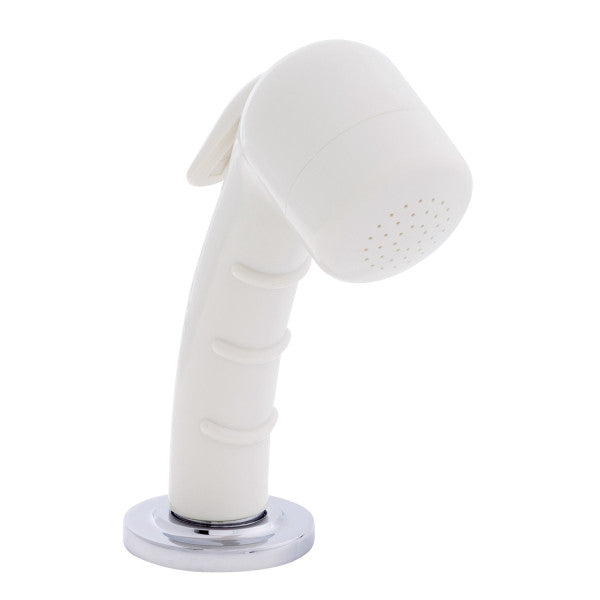 Ambassador Marine – Deck-Mount Sprayer- Small Warm White Sprayer No Hook, 6' White Rubber Marine Hose, Low Profile Holder – 134-0049-WH-R