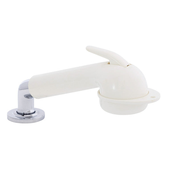 Ambassador Marine – Deck-Mount Sprayer- Large Warm White Sprayer w/Elbow, 6' Stainless Steel Marine Hose, Low Profile Holder – 134-0057-WH-R