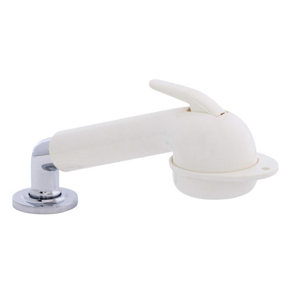 Ambassador Marine – Deck-Mount Sprayer- Large Warm White Sprayer w/Elbow, 10' White Rubber Marine Hose, Low Profile Holder – 134-0058-WH-R