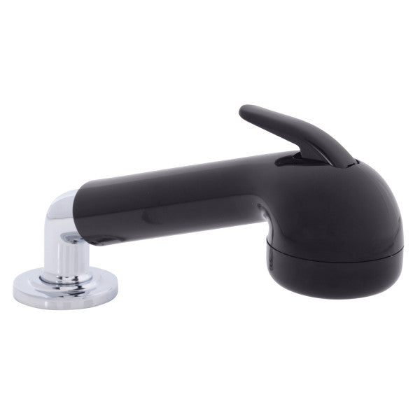 Ambassador Marine – Deck-Mount Sprayer- Large Black Sprayer No Hook, w/Elbow, 6' Black Rubber Marine Hose, Low Profile Holder – 134-0059-KP-R