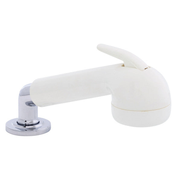 Ambassador Marine – Deck-Mount Sprayer- Large Warm White Sprayer No Hook, w/Elbow, 6' Stainless Steel Marine Hose, Low Profile Holder – 134-0060-WH-R