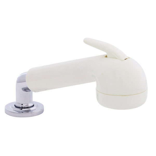Ambassador Marine – Deck-Mount Sprayer- Large Warm White Sprayer No Hook, w/Elbow, 10' White Rubber Marine Hose, Low Profile Holder – 134-0061-WH-R