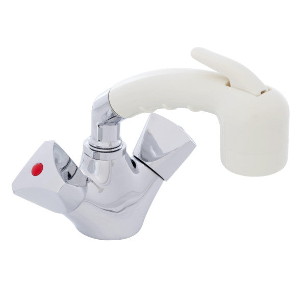 Ambassador Marine – Trinidad- Head/Shower Combo Faucet Small Warm White Sprayer (No Hook, 6' White Rubber Marine Hose) Chrome/Warm White – 134-0213-CW