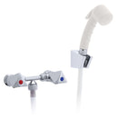 Ambassador Marine – Trinidad- 2H External Shower Mixer Small Warm White Sprayer, 6' White Rubber Marine Hose, Chrome/Warm White – 134-0214-CW - Essenbay Marine