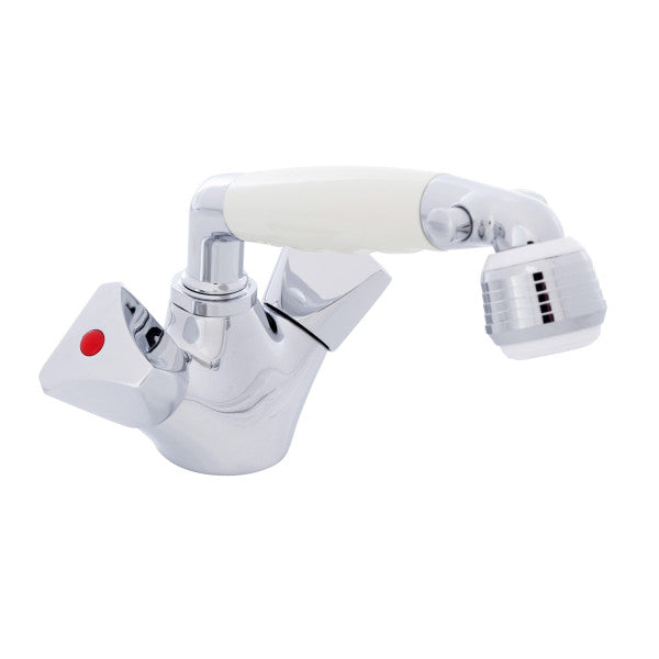 Ambassador Marine – Trinidad- Head/Shower Combo Faucet Classic Warm White Sprayer (No Teeth, 6' White Rubber Marine Hose) Chrome/Warm White – 134-0263-CW