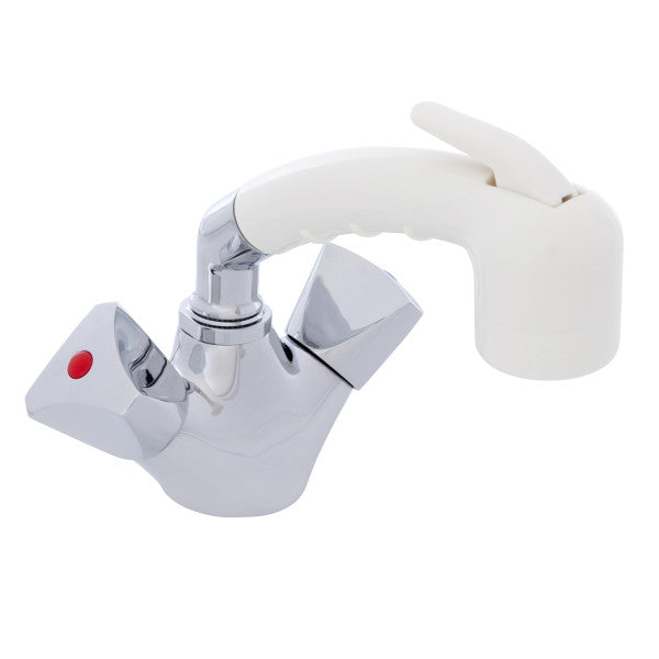 Ambassador Marine – Trinidad- Head/Shower Combo Faucet Small Warm White Sprayer (No Hook, 6' Stainless Steel Marine Hose) Chrome/Warm White – 134-0265-CW