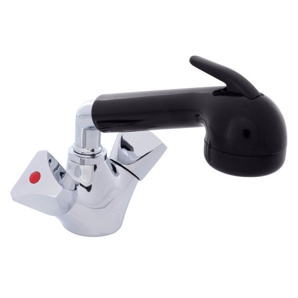 Ambassador Marine – Trinidad- Head/Shower Combo Faucet Large Black Sprayer (No Hook, 6' Stainless Steel Marine Hose) Chrome/Black – 134-0267-CK