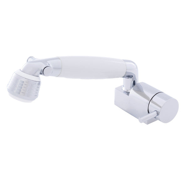 Ambassador Marine – Aidack- Pull-Out Deck Tap Cold Only, Classic Arctic White Sprayer, 6' White Rubber Marine Hose Chrome/Arctic White – 134-1712-CA
