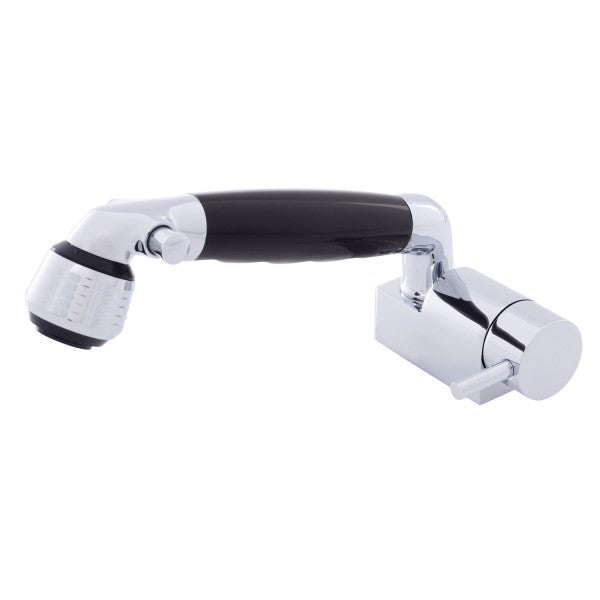 Ambassador Marine – Aidack- Pull-Out Deck Tap Cold Only, Classic Black Sprayer, 6' Stainless Steel Marine Hose Chrome/Black – 134-1734-CK