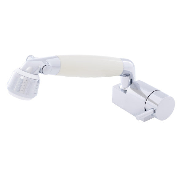 Ambassador Marine – Aidack- Pull-Out Deck Tap Cold Only, Classic Warm White Sprayer, 6' Stainless Steel Marine Hose Chrome/Warm White – 134-1734-CW