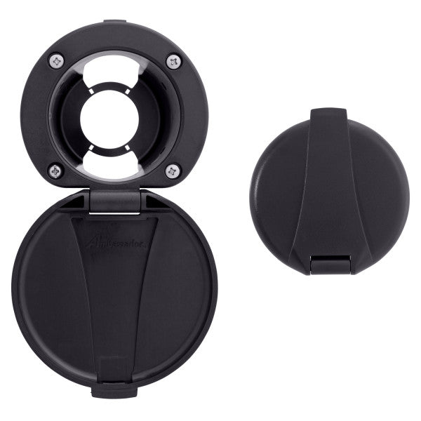 Ambassador Marine – Recessed Cup & Lid Set All Plastic, Black – 136-0005-KP
