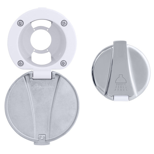 Ambassador Marine – Recessed Cup & Lid Set Stainless Steel Lid / Plastic Cup, Arctic White – 136-0015-AW