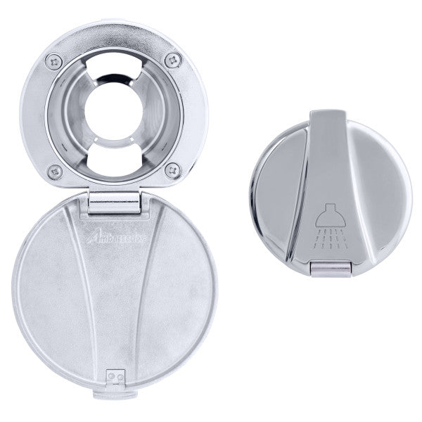 Ambassador Marine – Recessed Cup & Lid Set Stainless Steel Lid / Plastic Cup, Chrome – 136-0015-CP