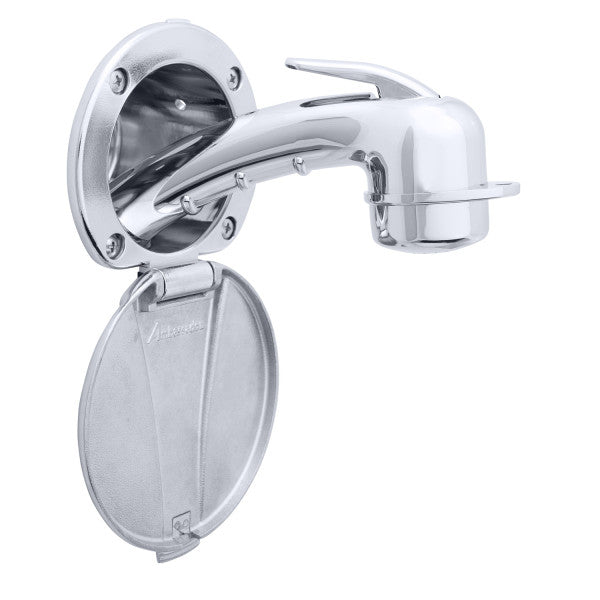 Ambassador Marine – Recessed Marine Shower- Chrome Cup with Stainless Steel Lid, Small Chrome Sprayer, 6' Black Rubber Marine Hose – 136-0040-CP-R