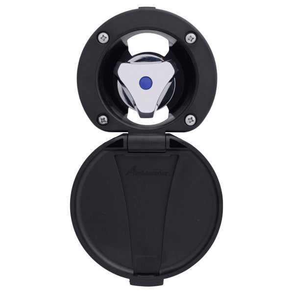 Ambassador Marine – Trinidad- Recessed Control Valve Cold Only, Black Cup & Lid, Chrome Trinidad Handle – 136-0209-CK