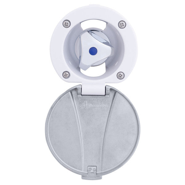 Ambassador Marine – Trinidad- Recessed Control Valve Cold Only, Arctic White Cup with Stainless Steel Lid, Chrome Trinidad Handle – 136-0249-CA