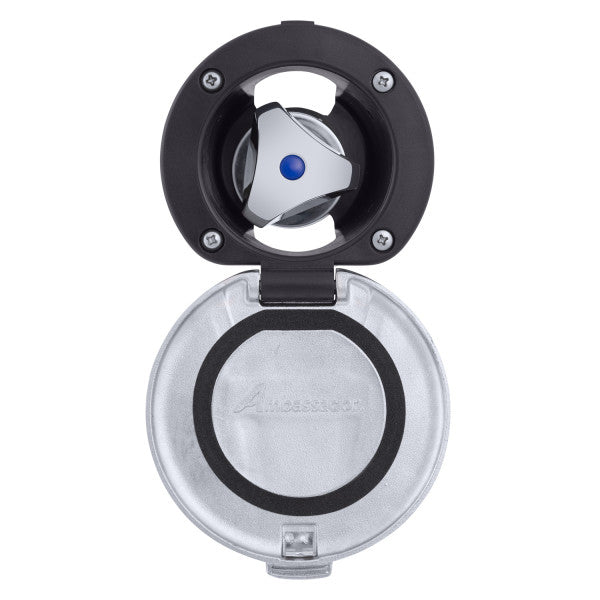 Ambassador Marine – Trinidad- Recessed Control Valve Cold Only, Black Cup with Stainless Steel Lid, Chrome Trinidad Handle – 136-0249-CK