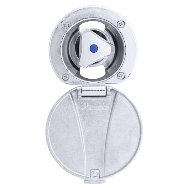 Ambassador Marine – Trinidad- Recessed Control Valve Cold Only, Chrome Cup with Stainless Steel Lid, Chrome Trinidad Handle – 136-0249-CP