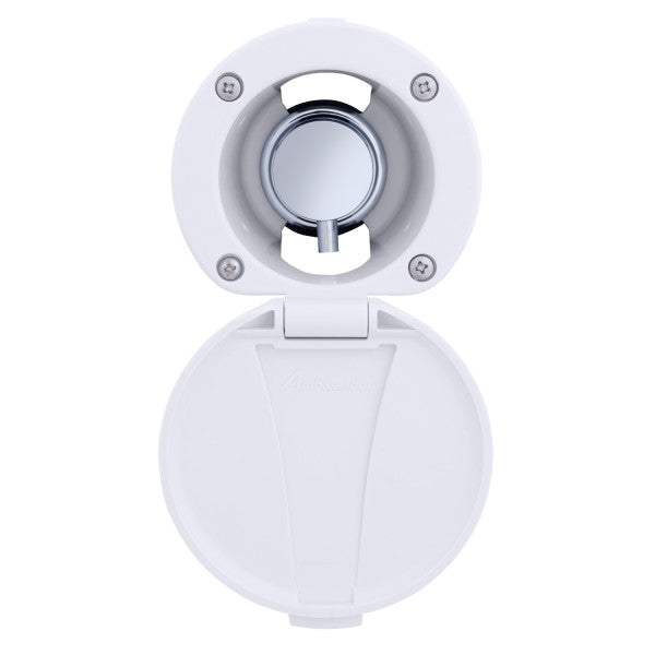 Ambassador Marine – Aidack- Recessed Control Valve Hot/Cold Mixer, Arctic White Cup & Lid, Chrome Aidack Handle – 136-1711-CA