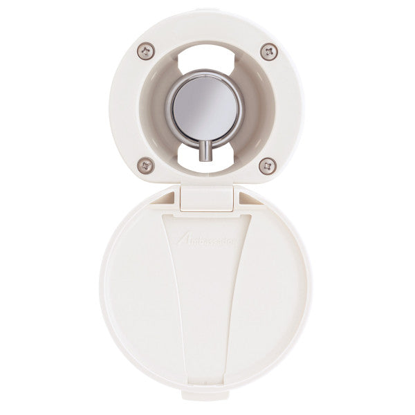 Ambassador Marine – Aidack- Recessed Control Valve Hot/Cold Mixer, Warm White Cup & Lid, Chrome Aidack Handle – 136-1711-CW