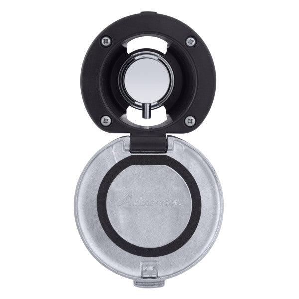 Ambassador Marine – Aidack- Recessed Control Valve Hot/Cold Mixer, Black Cup with Stainless Steel Lid, Chrome Aidack Handle – 136-1741-CK