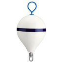 Polyform 17" CM Mooring Buoy w/Galvanized Iron - White Blue Stripe [CM-3 WHITE W/STRIP] - Essenbay Marine