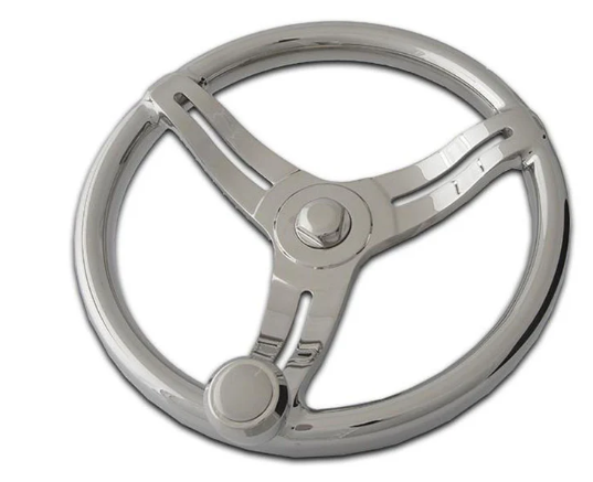 GEMLUX BELLOCA 13.75" STAINLESS STEEL STEERING WHEEL  1-3/8" Rim  152307 - Essenbay Marine