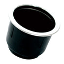 Tigress Black Plastic Cup Holder Insert w/SS Ring On Top [PCHE-BP] - Essenbay Marine