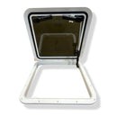 Jim Black 16" x 16" Escape Hatch Polar White W/ Gray Lite II Glass - Essenbay Marine