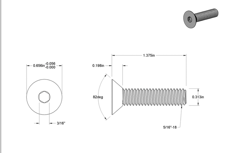 Alloy Fasteners 316 Stainless Steel Hex Drive Flat Head Screw HFCSSS21C22 Pack of 5 - Essenbay Marine