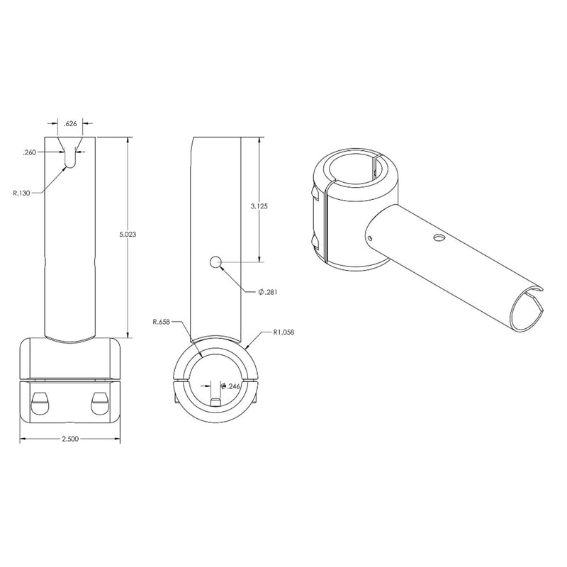 Taco Shade Fin Fixed Clamp Mount 3/4" & 1" Pipe T10-3000-11