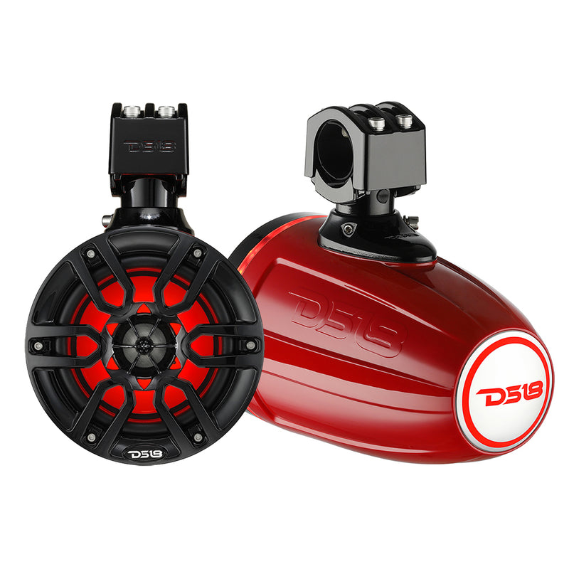 DS18 X Series HYDRO 6.5" Wakeboard Pod Tower Speakers w/RGB LED Light - 300W - Red [NXL-X6TP/RD] - Essenbay Marine