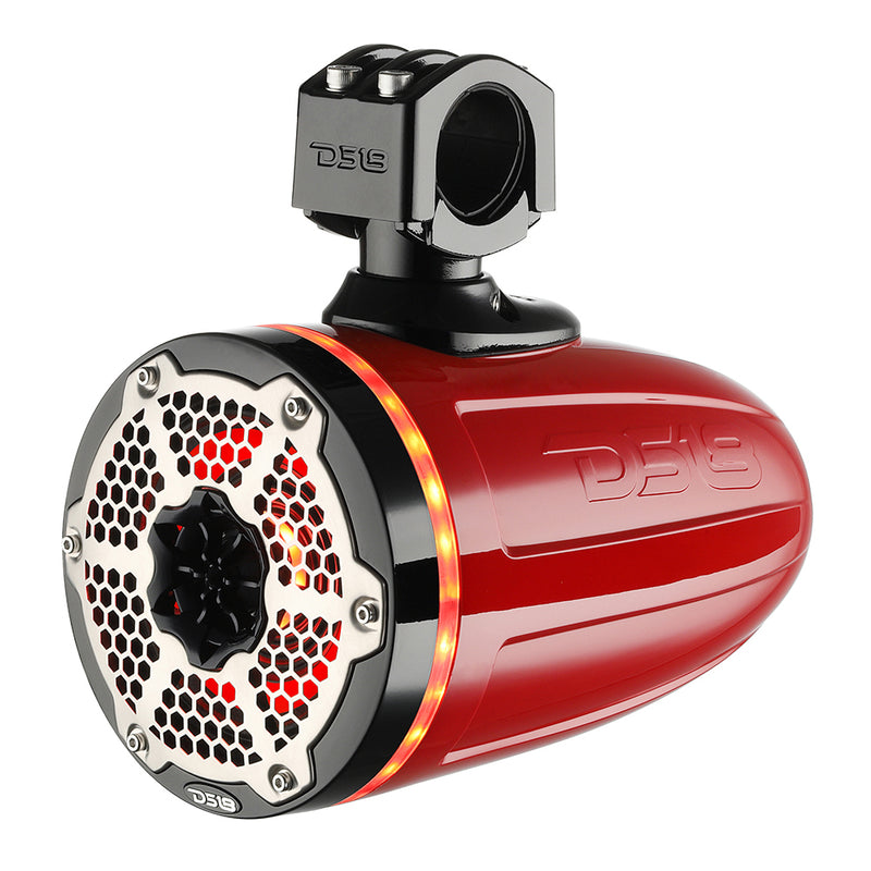 DS18 6.5" Neodymium Marine Towers w/Built-in Passive Radiator, 1" Driver  RGB LED Light - 450 Watts (Pair) - Red [NXL-X6TPNEO/RD] - Essenbay Marine