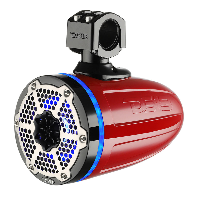 DS18 6.5" Neodymium Marine Towers w/Built-in Passive Radiator, 1" Driver  RGB LED Light - 450 Watts (Pair) - Red [NXL-X6TPNEO/RD] - Essenbay Marine