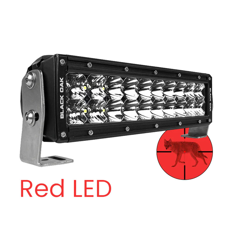 Black Oak 10" Double Row Red LED Predator Hunting Light Bar - Combo Optics - Black Housing - Pro Series 3.0 [10R-D3OS] - Essenbay Marine