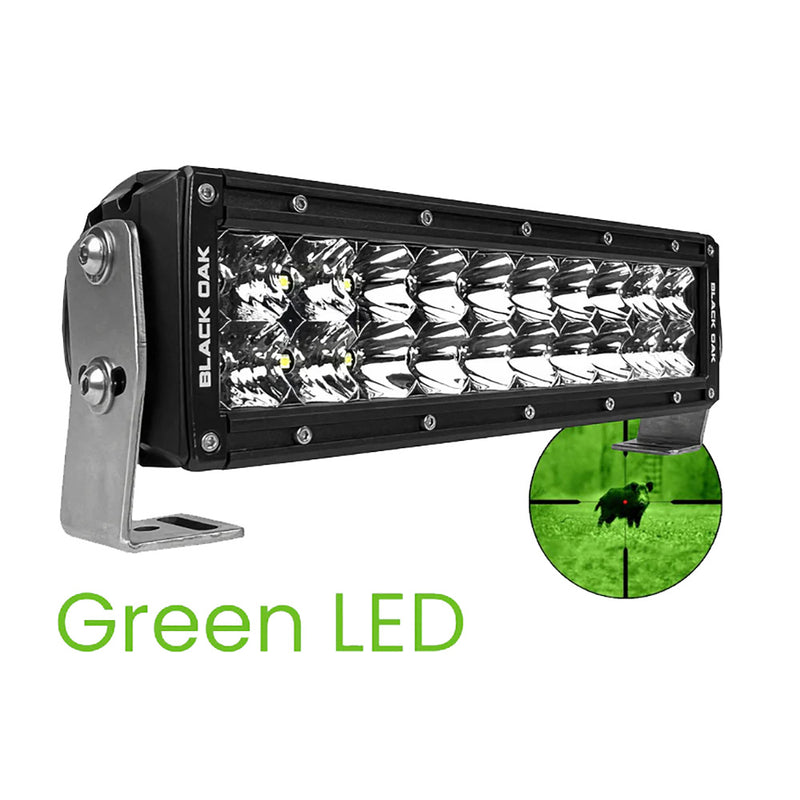 Black Oak 10" Double Row Green LED Hog Hunting Light Bar - Combo Optics - Black Housing - Pro Series 3.0 [10G-D3OS] - Essenbay Marine