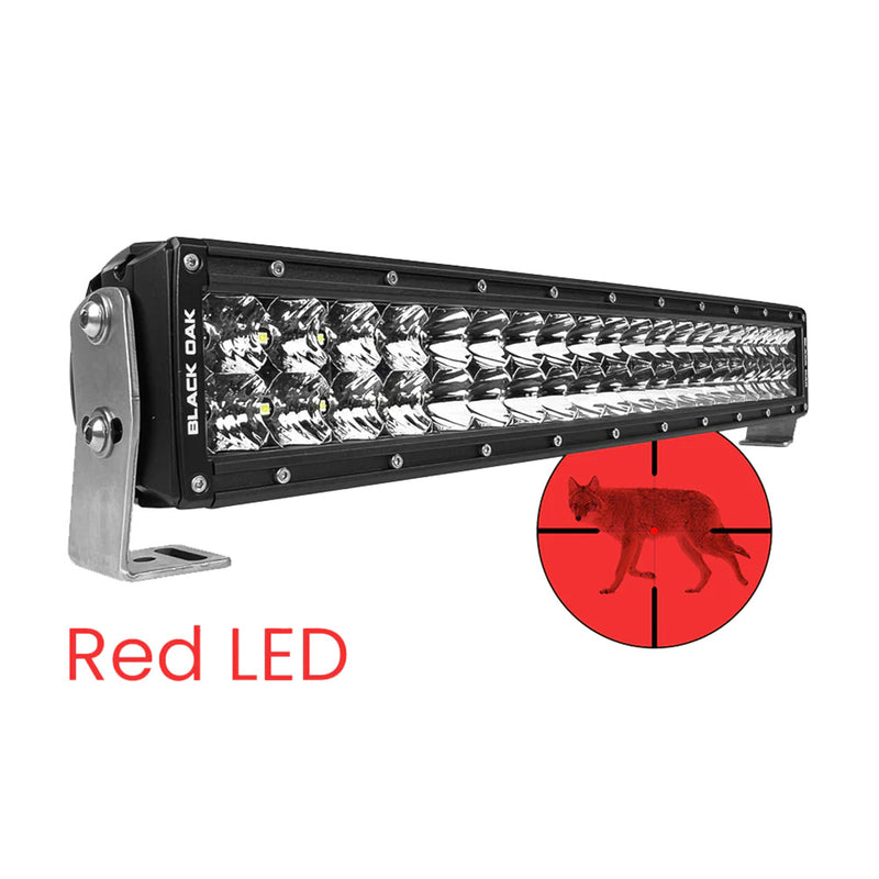 Black Oak 20" Curved Double Row Red LED Predator Hunting Light Bar - Combo Optics - Black Housing - Pro Series 3.0 [20CR-D3OS] - Essenbay Marine