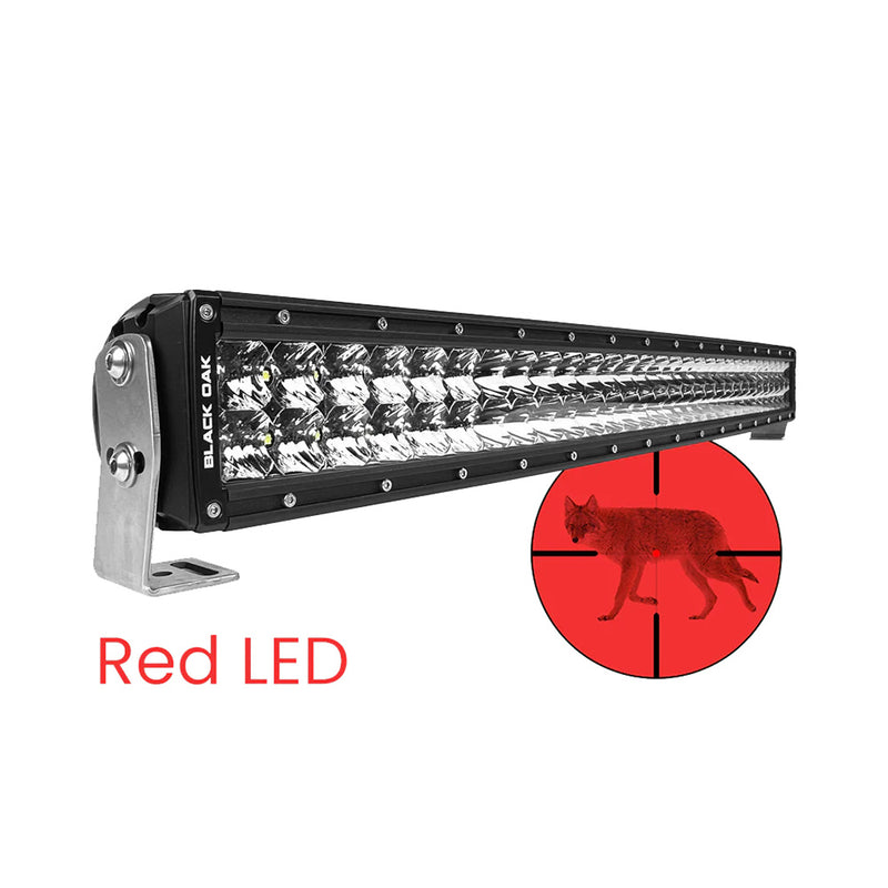 Black Oak 30" Curved Double Row Red LED Predator Hunting Light Bar - Combo Optics - Black Housing - Pro Series 3.0 [30CR-D3OS] - Essenbay Marine