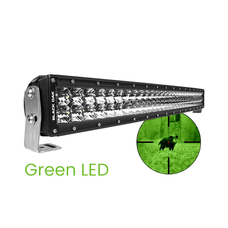 Black Oak 30" Curved Double Row Green LED Hog Hunting Light Bar - Combo Optics - Black Housing - Pro Series 3.0 [30CG-D3OS] - Essenbay Marine