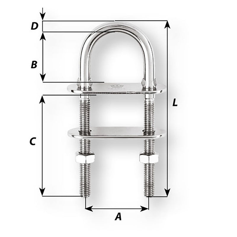 Wichard U-Bolt Pad Eye - 4mm Diameter - 5/32" [06511] - Essenbay Marine