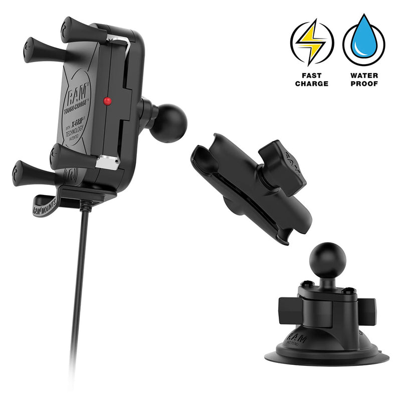 RAM Mount RAM Tough-Charge 15W Wireless Charging Suction Cup Mount [RAM-B-166-UN12W-1] - Essenbay Marine